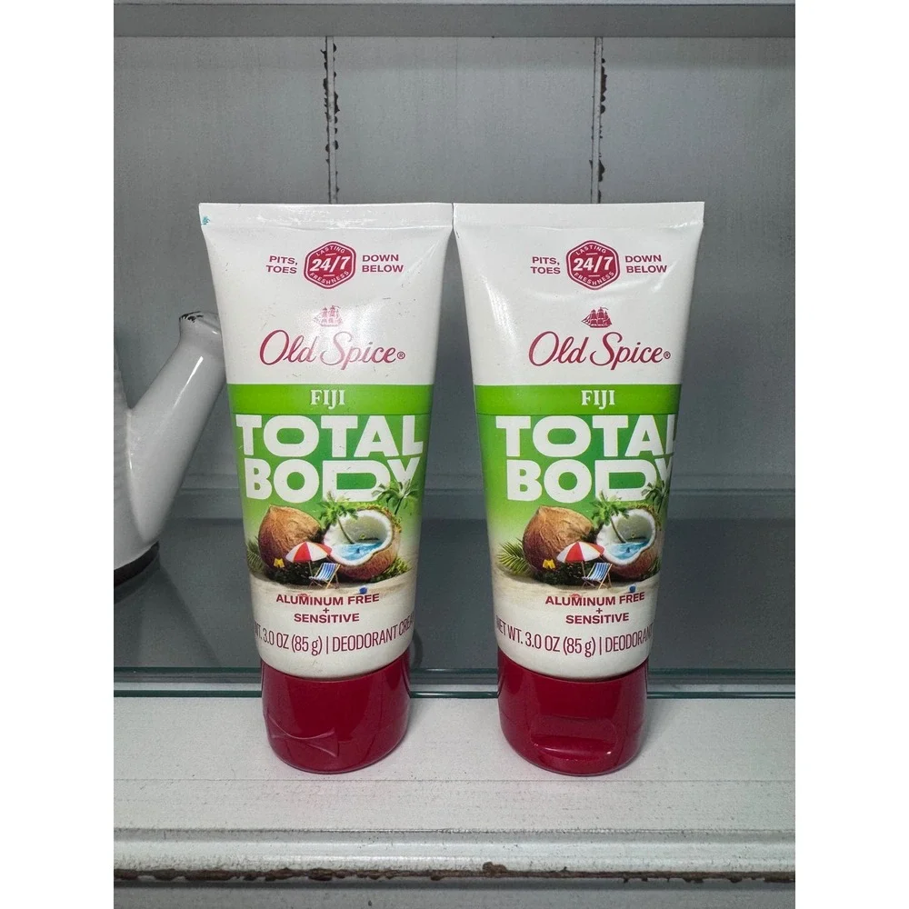 Old‎ Spice Fiji Total Body Deodorant Cream Aluminum Free Sensitive 3oz 2 Pack